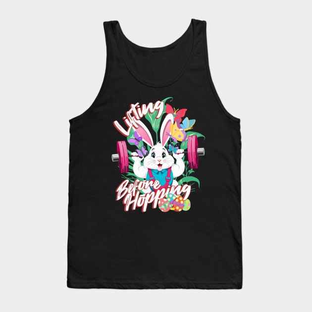 Bunny Weightlifting Easter a Fitness Gym Bodybuilding Funny Tank Top by alcoshirts